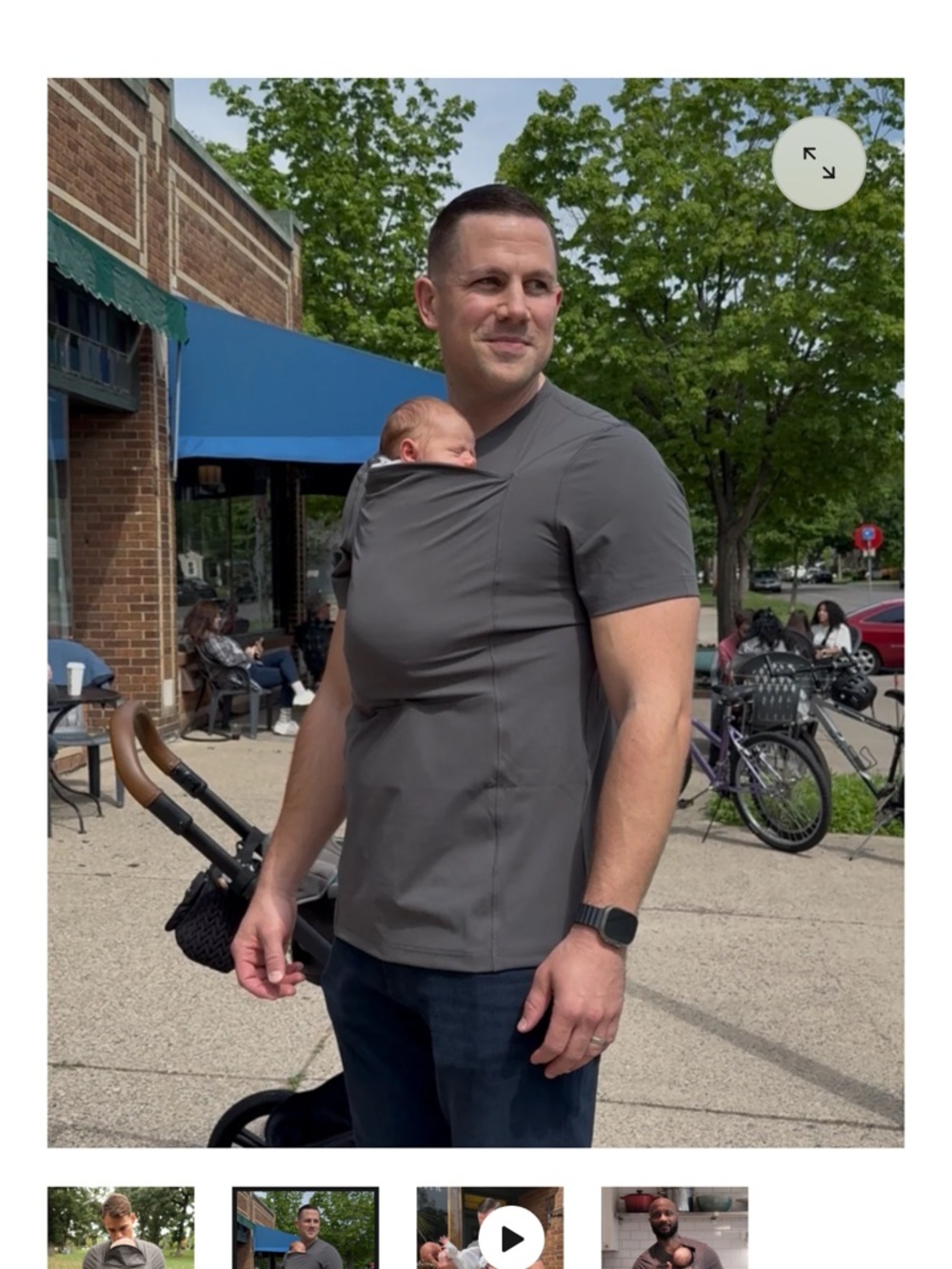 Lalabu dad shirt NWT Long-Sleeve baby wearing/carrying shirt in olive green - Picture 3 of 5